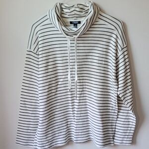 Striped White and Black Hoodie Size L.